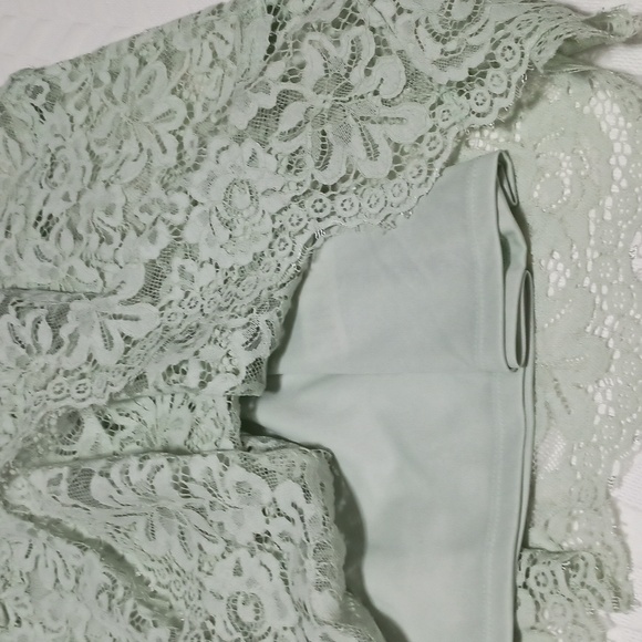 Lace Tiered Midi Skirt in Light Mint - Picture 2 of 6